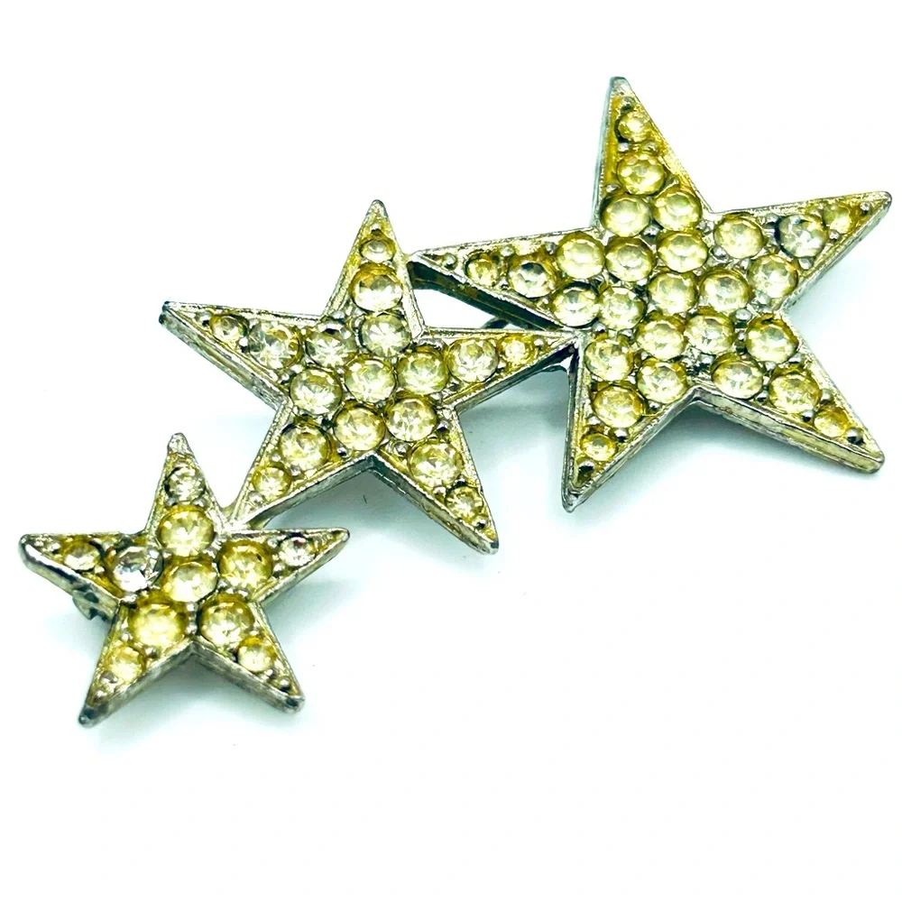 Vintage Art Deco Celestial Mystical Rhinestone Shooting Star Brooch Pin